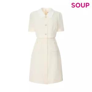 배색 카라 버튼 포인트 미니 원피스 (OA5OPQ7)