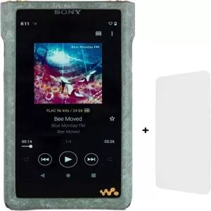 소니 NW-WM1AM2 / NW-WM1ZM2 워크맨 수제 이탈리아 푸에블로 가죽 케이스 커버 스크린 프로텍터(다크
