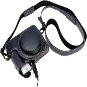 보완 ZV1 카메라 케이스 - 어깨끈이 달린 소니 DSLR 빈티지 PU 가죽 블랙