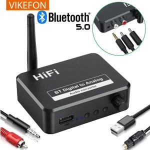 VI ON 아날로그 오디오 DAC 변환기 수신기 5mm 광학 Bluetooth Toslink RCA AUX 디지털 SPDIF 어댑터