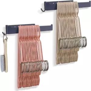 블링벨 행거 정리함 스태커 옷장용 후크가 달린 홀더 랙 드릴링 설치 이중 도색 금속 층 블랙 2