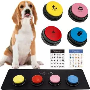 반려견 커뮤니케이션 버튼 4종 세트 리커블 토킹 HD 사운드 30대 반려동물 미끄럼 방지 매트 포함 사랑하는