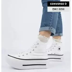 [매장정품] 컨버스 A12976C 척테일러 올스타 더블스택 하이 경량 키높이 캔버스 운동화 화이트