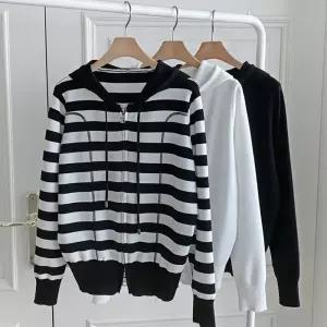 여자 후드 스트링 단가라 비스코스 집업 가디건