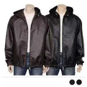 MJ24010 후드 제든 베이직 가죽 자켓 점퍼