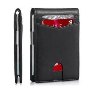 남자 슬림 RFID 카드 지갑 남성 반지갑 머니클립 지갑 키알리 차단