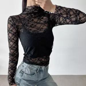 여자 날라리폴라 시스루 플라워 레이어드티 티셔츠