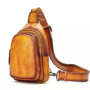 남성용 캐주얼 숄더백 가방 마룬트 리얼 가죽 숄더 크로스 소 가슴 작은 백팩 ST5