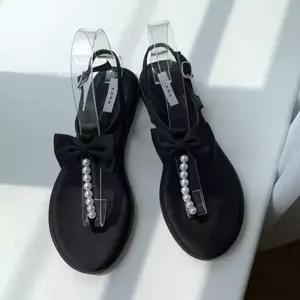 소개팅 모임 데이트 신발 여성 리본 진주 스트랩 샌들 PRe8+2flz