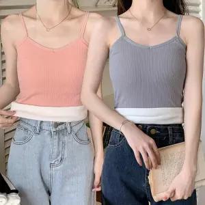 여자 겨울 따뜻한 기모 안감 끈 브이넥 나시 민소매티 나시 여자나시