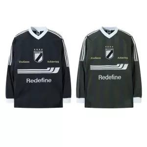 남성 긴팔 티 셔츠 브이넥 빈지 바 크래쉬 유니폼 자수 스트리트 트랙탑 MF1