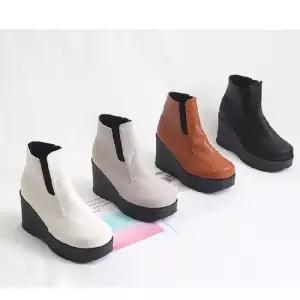 500 여성통굽부츠 9cm통굽 키높이 양스판 키높이워커 여성구두 여성워커 통굽부츠