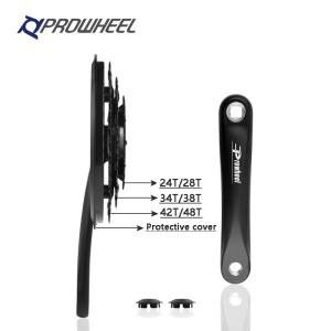 호환 PROWHEEL 자전거 크랭크 셋 24-34-42T 28-38-48T 7/8/9 속도 MTB 세트 170mm 사각 구멍 스프로킷