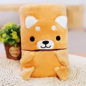 극세사 동물담요 갈색시바견 휴대용 담요 담요 휴대용담요