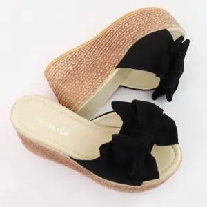 통굽 슬리퍼 리본 여름 샌들 라탄 밀짚 왕골 웨지힐 tgG8+6OtZ