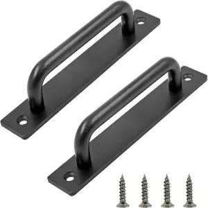 지오제르미 2팩 슬라이딩 헛간 도어 핸들 5.9인치 게이트 캐비닛 옷장 서랍 차고 창고 블랙