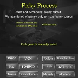 호환 VXM MTB 자전거 크랭크 스타 링 보호대 104BCD 32/34/36/38T/ 체인 커버 사이클링 셋 가드 휠 부품