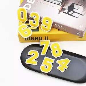 와펜 패션잡화 숫자패치 노랑자수패브릭