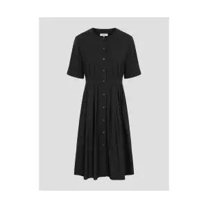 매장정품 빈폴 BEANPOLE LADIES 라운드넥 풀오픈 소매볼륨 원피스 블랙 (BF5771C015) BF5771C015 666187