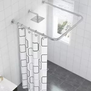 부착식 키밍 욕실 샤워커튼봉 ㄷ자 코너 곡선봉 실버 90cm