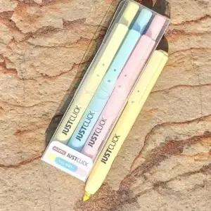 문구반점 모리스 JUSTCLICK 노크식 Slim 형광펜 S-Pastel 3색