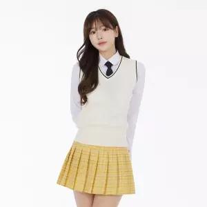 레몬옐로우 체크 스커트 치마 교복 학생복 TWo5+6vqs