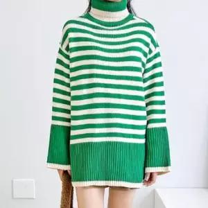 [옷은날개] 단가라 여성 폴라티 오버핏 목폴라 긴팔 니트 티셔츠