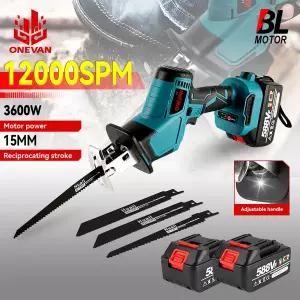전정기 베어툴 충전식 트리머 3600w 12000spm 브러시리스 왕복 톱 무선 전기톱 절단 목재 도구 마키타 18V
