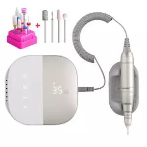 전정기 베어툴 충전식 트리머 전기 손톱 드릴 머신 35000 RPM 파일 HD 디스플레이 메탈 매니큐어 펜 선반