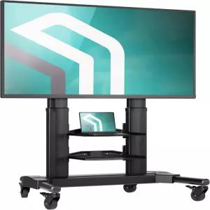 40-80인치 화면 최대 하중 144파운드 높이 조절 가능한 대형 TV 휴대용 스탠드 VESA 700x400 선반 블랙이