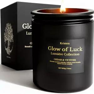 남성용 럭셔리 캔들 선물 - 시더우드 베티버 소이 수공예 블랙 병 7.05온스 42시간 가정용 고급 향수