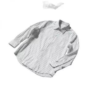 [아미] 스트라이프 코튼 드 꾀흐 와이드 셔츠 154414945