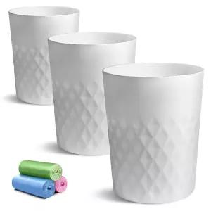 YGJT 소형 쓰레기통 3팩 1.8갤런 욕실 슬림 원형 주방용 플라스틱 기숙사 침실 사무실 거실 서재 컴팩트