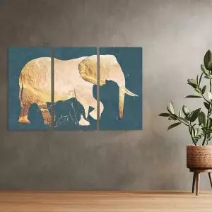 [알티피아]골드 코끼리 풍수 아트 초대형 3분할 캔버스 액자