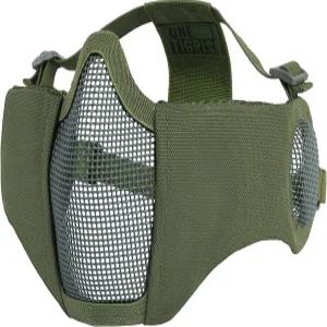 귀 보호 기능이 있는 OneTigris 6인치 접이식 하프 페이스 에어소프트 메시 마스크 군 전술 하안면