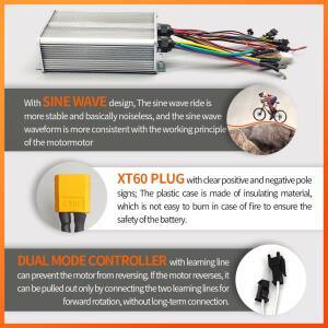 Ebike 컨트롤러 48V 52V 60V 72V 60A 사인파 컨트롤러 호환 3000W 허브 모터, 컬러 LCD 디스플레이 및 엄지