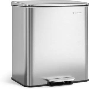 송믹스 주방 쓰레기통 10.5갤런 40리터 뚜껑 있는 대형 계단 스테인리스 스틸 소프트 클로즈 15개의 쓰레기
