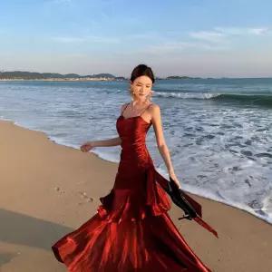 여성 원피스 스커트 롱 시폰 빅 바캉스 찰랑 쉬폰원피스 비치 드레스 해변 admr1