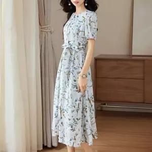 여성 치마 원피스 빈티지 여름 A라인 쉬폰 브이넥 시폰 슬림핏 쉬폰원피스 admr1