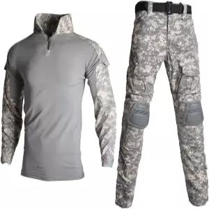 릴리찬 남성 전술 군복 긴 소매 립스탑 유니폼 전투 셔츠와 바지 팔꿈치 무릎 패드