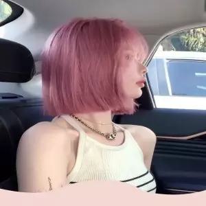 [골드스마일]가발 단발머리 원터치 여자가발 핑크 헤어 체인지