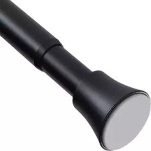 EBOATOP 블랙 샤워 커튼봉 - 텐션 32~62인치 조절 가능 스프링 드릴링 없음 미끄럼 방지 매트