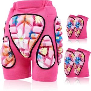 르베미 3종 세트 보호 3D 패딩 힙 EVA 쇼트 팬츠 무릎 패드 팔꿈치 겨울 두꺼운 미끄럼 방지 소매 남성