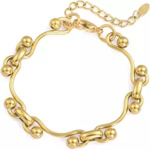 여성용 RDISOR 14K 골드 팔찌 조절 가능한 도금 링크 - 변색 방지 방수 메쉬 및 뱅글 경량 트렌디 청키