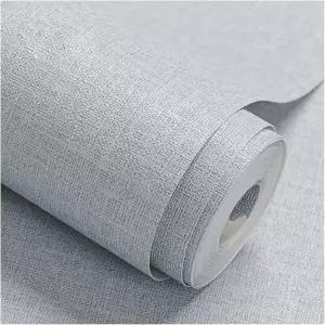 패브릭 필 앤 스틱 벽지 회색 인조 잔디 천 자동 접착 17.8 x 118 린넨 탈착식 엠보싱 텍스처 접촉 종이