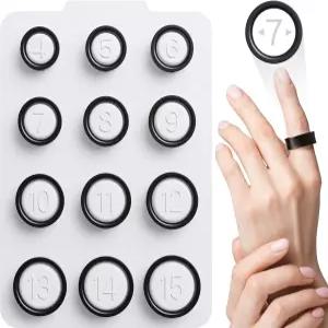 링 4 사이즈 키트 Oura Ring4와 호환 전문 손가락 측정 도구 스마트 구매 전에 반지 찾기 4~15 - 블랙