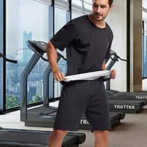 남성 운동 땀배출 열트래핑 원단 반팔반바지 땀복세트