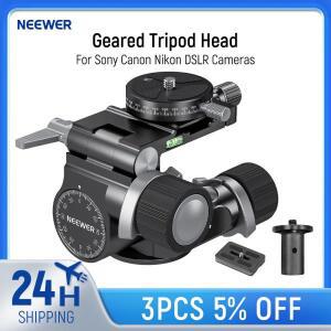 NEEWER 2 웨이 기어드 삼각대 헤드(밀리미터 마이크로 조정 포함) 360 °  캐논 DSLR 카메라용  아르카 QR