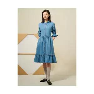 매장정품 빈폴 BEANPOLE LADIES [Reedition] 헤지 데님 볼륨 소매 원피스 블루 (BF5271S01P) BF5271S01P 66