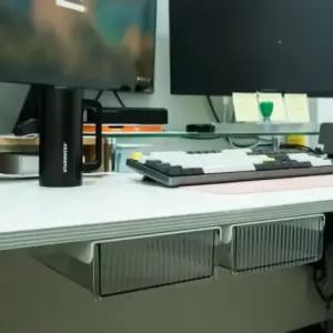 [문구/오피스] 붙이는 중형 히든 투명 책상서랍